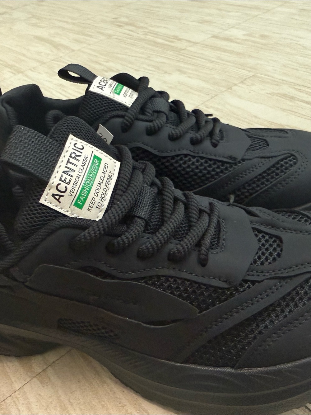 Acentric Black Mesh & Synthetic Chunky Sneakers